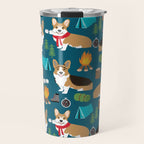 Corgi camping marshmallow roasting corgis outdoors nature dog lovers Travel Mug Gallery Image 1