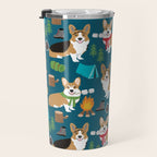 Corgi camping marshmallow roasting corgis outdoors nature dog lovers Travel Mug Gallery Image 3