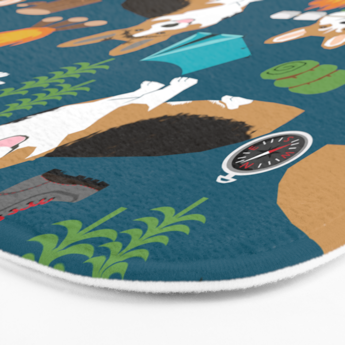 Corgi camping marshmallow roasting corgis outdoors nature dog lovers Bath Mat Gallery Image 3