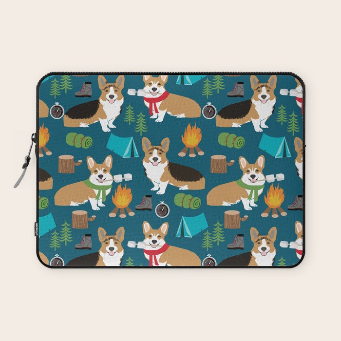 Corgi camping marshmallow roasting corgis outdoors nature dog lovers Laptop Sleeve Gallery Image 1