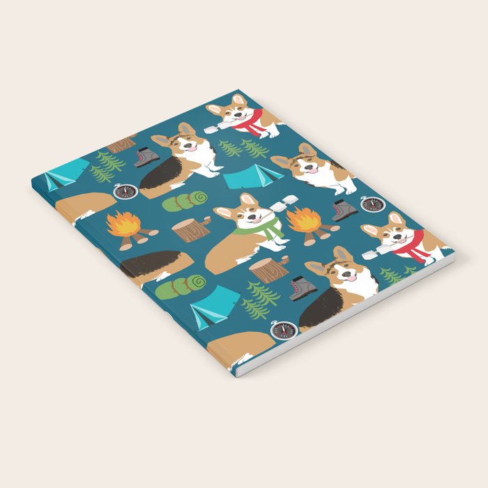 Corgi camping marshmallow roasting corgis outdoors nature dog lovers Notebook Gallery Image 2