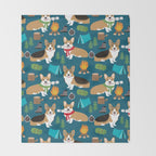 Corgi camping marshmallow roasting corgis outdoors nature dog lovers Throw Blanket Gallery Image 2