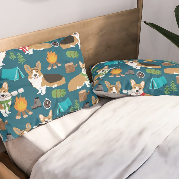 Corgi camping marshmallow roasting corgis outdoors nature dog lovers Pillow Sham Gallery Image 2
