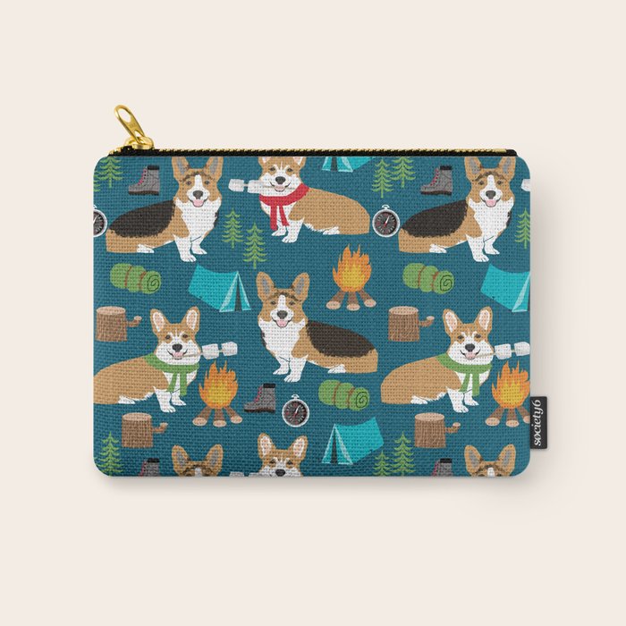 Corgi camping marshmallow roasting corgis outdoors nature dog lovers Carry All Pouch Gallery Image 1