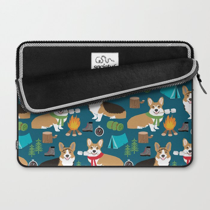 Corgi camping marshmallow roasting corgis outdoors nature dog lovers Laptop Sleeve Gallery Image 2