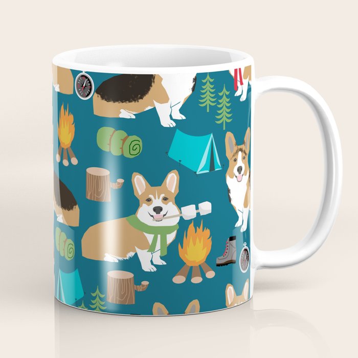 Corgi camping marshmallow roasting corgis outdoors nature dog lovers Coffee Mug Gallery Image 1