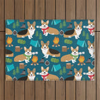 Corgi camping marshmallow roasting corgis outdoors nature dog lovers Outdoor Rug Gallery Image 1