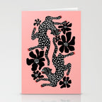 Bold Leopard Art Print on Pink with Floral Accents - Modern Animal Wall Art Stationery Card Gallery Image 2