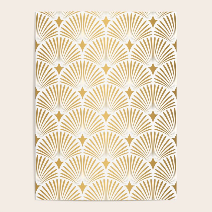 Art Deco Gold & White Gatsby Pattern Poster Gallery Image 4