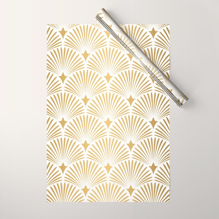 Art Deco Gold & White Gatsby Pattern Wrapping Paper Gallery Image 1
