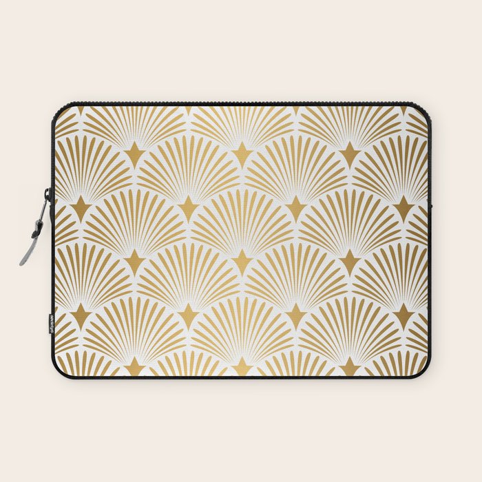 Art Deco Gold & White Gatsby Pattern Laptop Sleeve Gallery Image 1