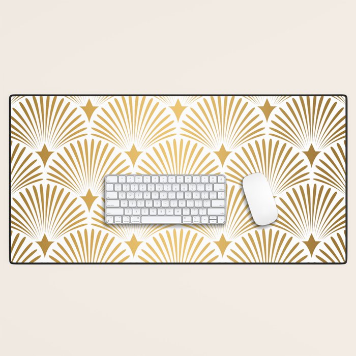 Art Deco Gold & White Gatsby Pattern Desk Mat Gallery Image 1