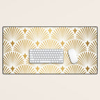 Art Deco Gold & White Gatsby Pattern Desk Mat Gallery Image 1