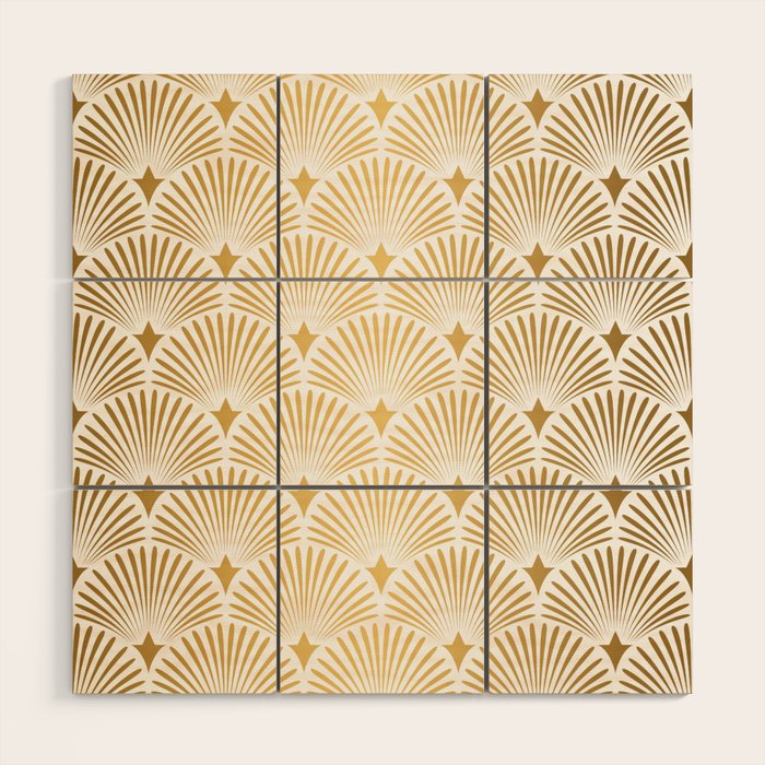 Art Deco Gold & White Gatsby Pattern Wood Wall Art Gallery Image 1