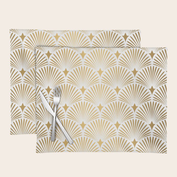 Art Deco Gold & White Gatsby Pattern Placemat Gallery Image 1