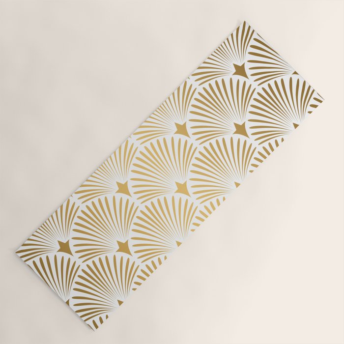 Art Deco Gold & White Gatsby Pattern Yoga Mat Gallery Image 1