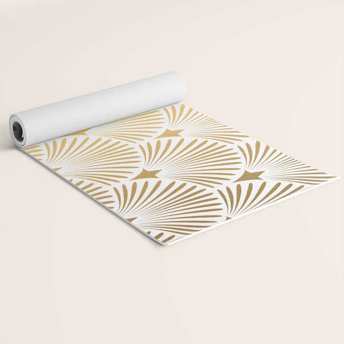 Art Deco Gold & White Gatsby Pattern Yoga Mat Gallery Image 2