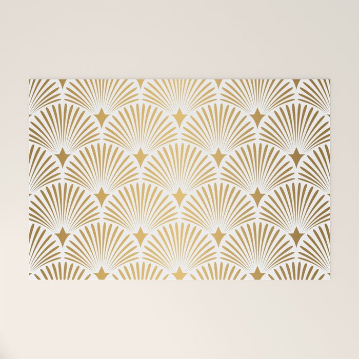 Art Deco Gold & White Gatsby Pattern Welcome Mat Gallery Image 1