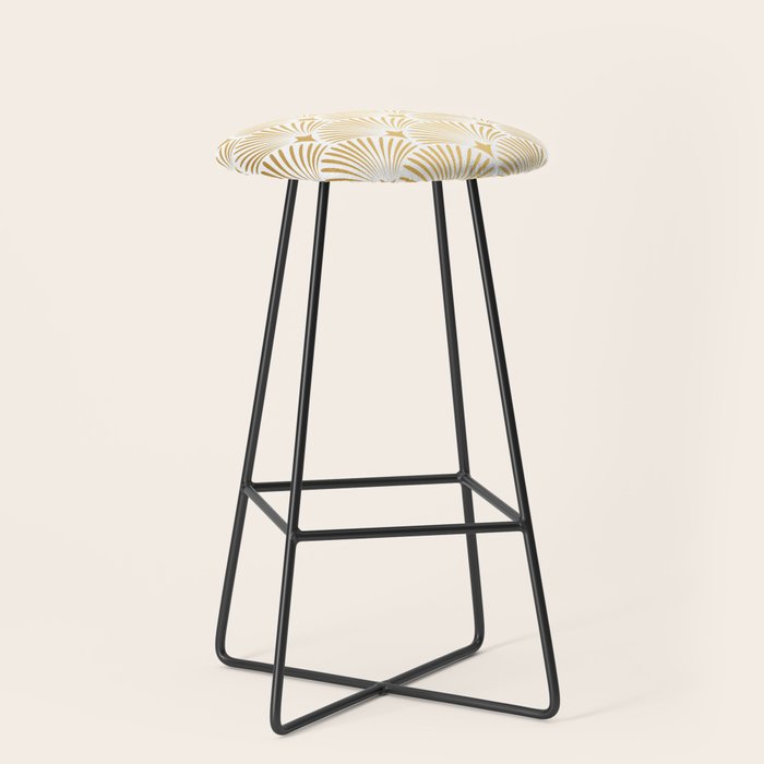 Art Deco Gold & White Gatsby Pattern Stool Gallery Image 1