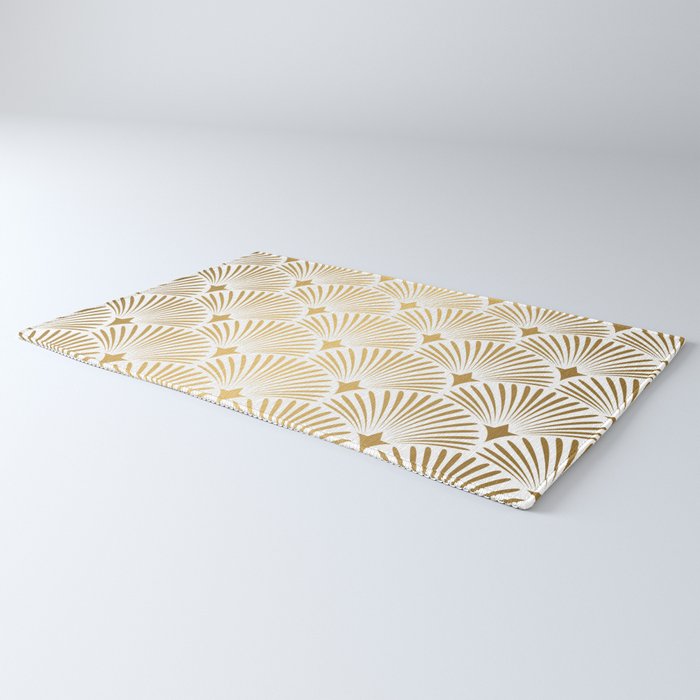 Art Deco Gold & White Gatsby Pattern Rug Gallery Image 3