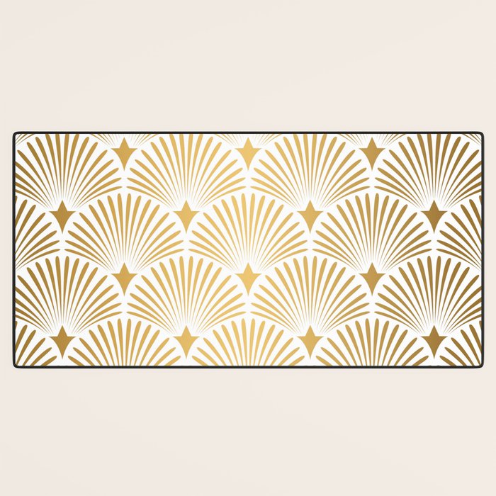 Art Deco Gold & White Gatsby Pattern Desk Mat Gallery Image 3