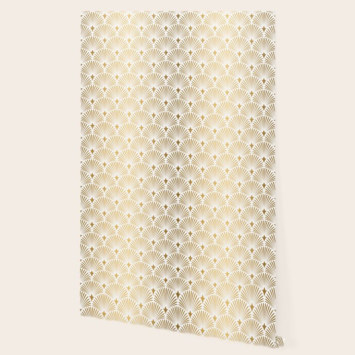 Art Deco Gold & White Gatsby Pattern Wallpaper Gallery Image 2