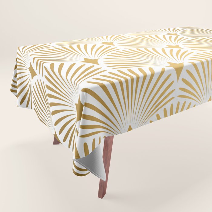 Art Deco Gold & White Gatsby Pattern Tablecloth Gallery Image 1