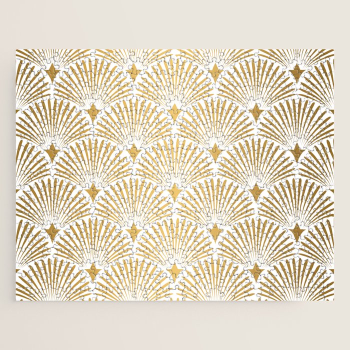 Art Deco Gold & White Gatsby Pattern Jigsaw Puzzle Gallery Image 1