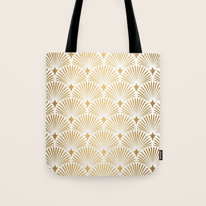 Art Deco Gold & White Gatsby Pattern Tote Bag Gallery Image 1