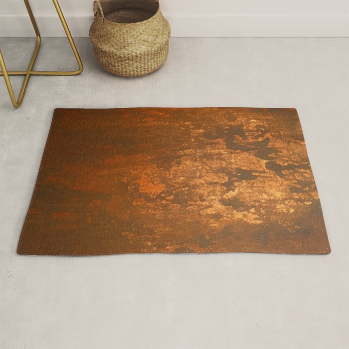Earthy Rust Copper and Bronze Japandi Art Rug Gallery Image 1