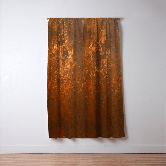 Earthy Rust Copper and Bronze Japandi Art Window Curtain Gallery Image 3