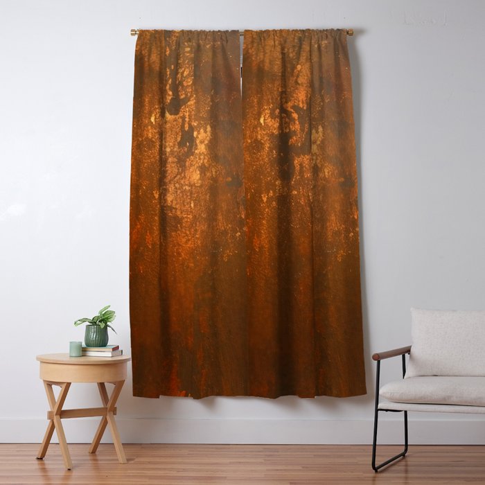 Earthy Rust Copper and Bronze Japandi Art Window Curtain Gallery Image 1