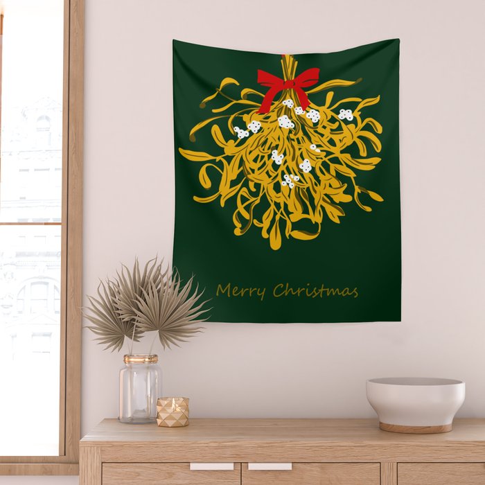 Mistletoe for Christmas Wall Tapestry Gallery Image 2