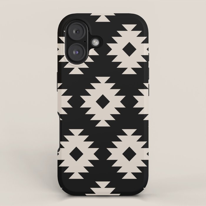 Southwestern Pattern 542 Black and Linen White iPhone Case Gallery Image 1