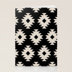 Southwestern Pattern 542 Black and Linen White Stationery Card Gallery Image 2