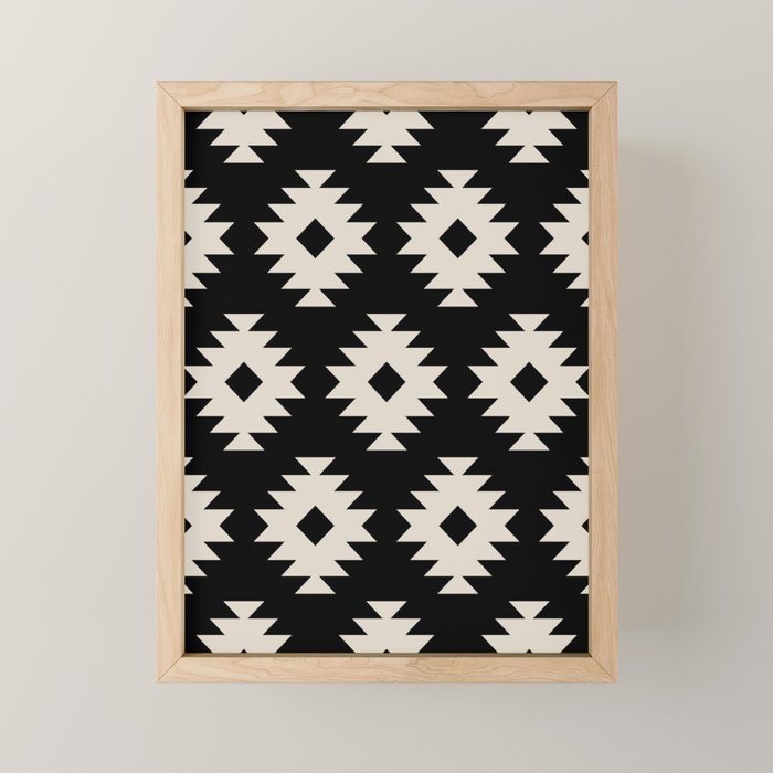 Southwestern Pattern 542 Black and Linen White Mini Art Print Gallery Image 1