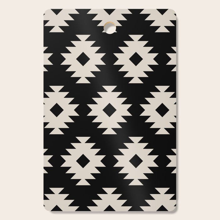 Southwestern Pattern 542 Black and Linen White Cutting Board Gallery Image 1