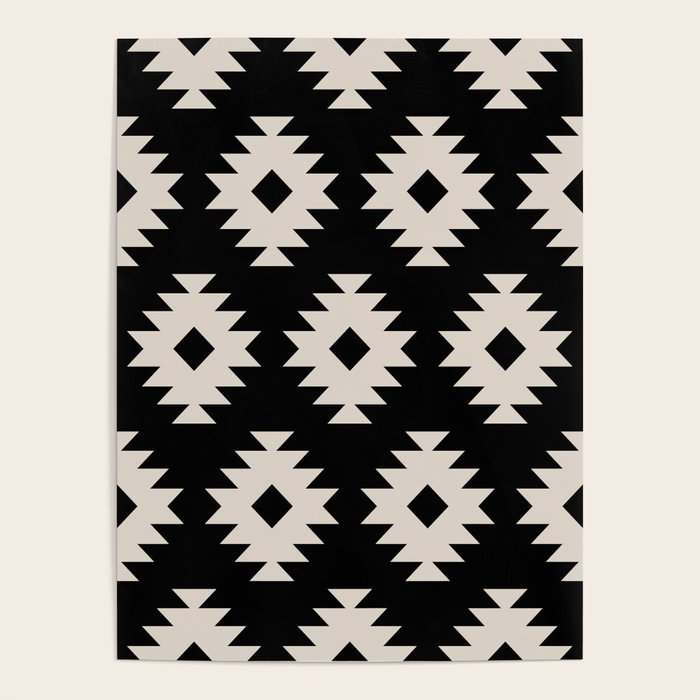 Southwestern Pattern 542 Black and Linen White Poster Gallery Image 1