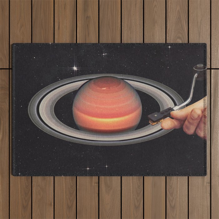 Galactic DJ - Vinyl Saturn Turntable Outdoor Rug Gallery Image 1