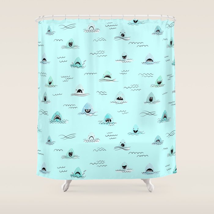 Sharkhead - Shark Pattern Shower Curtain Gallery Image 1