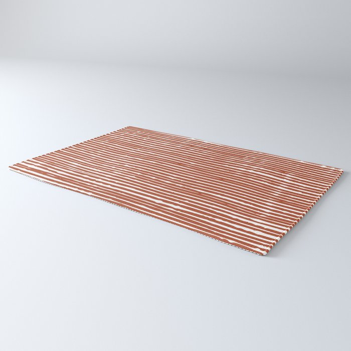Rustic, Abstract Stripes Pattern in Terracotta Rug Gallery Image 3