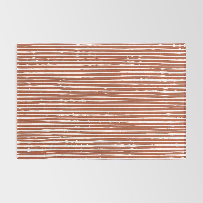 Rustic, Abstract Stripes Pattern in Terracotta Rug Gallery Image 2