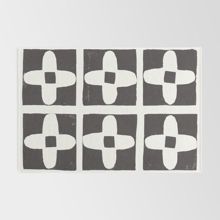 Floral Tiles / Lino Print Rug Gallery Image 2
