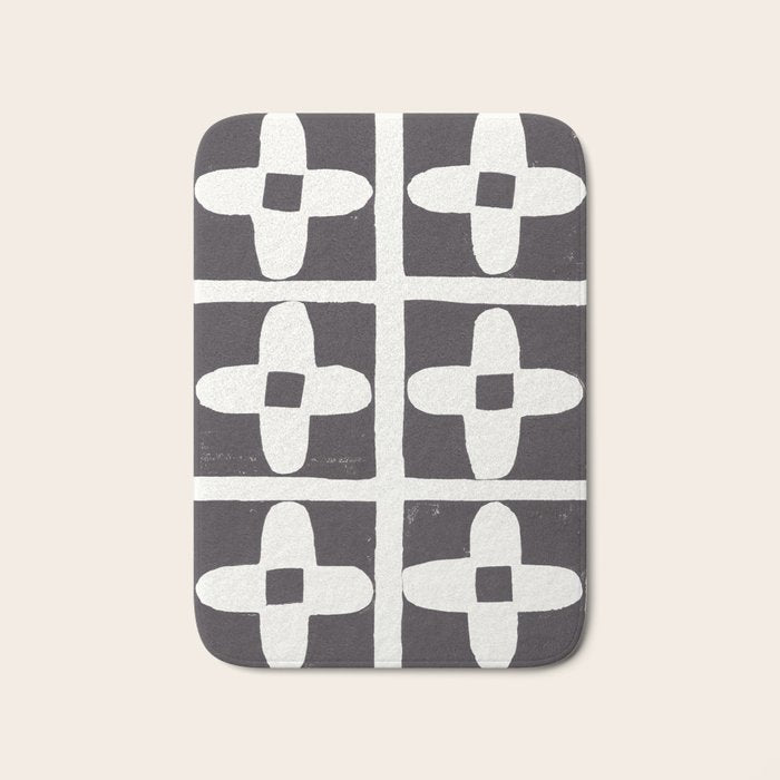 Floral Tiles / Lino Print Bath Mat Gallery Image 1