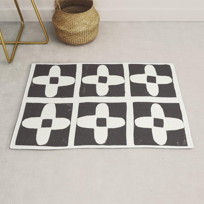 Floral Tiles / Lino Print Rug Gallery Image 1