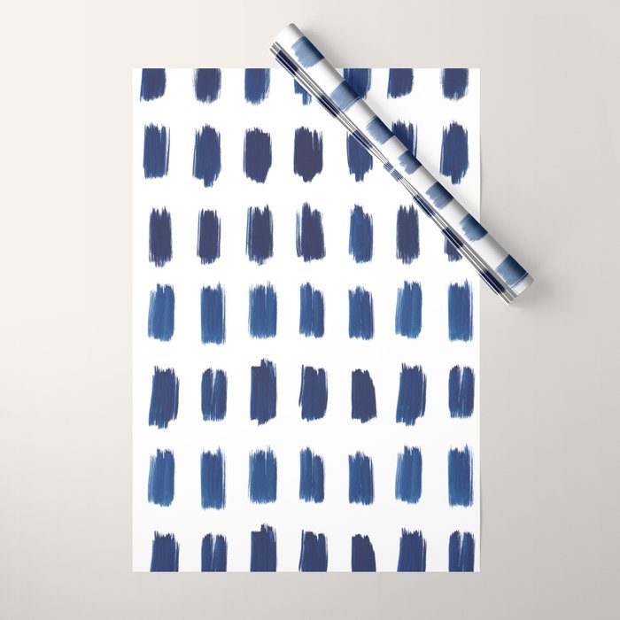 Indigo Abstract Brush Strokes | No. 6 Wrapping Paper Gallery Image 1