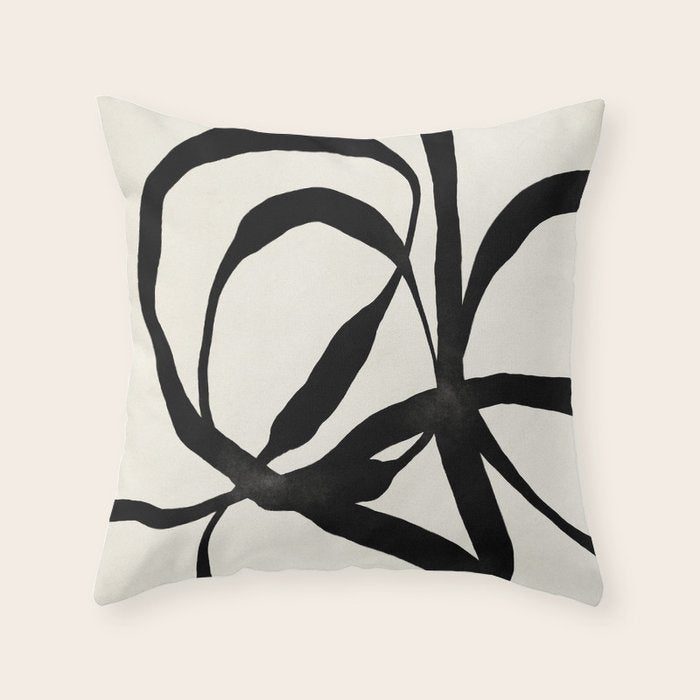 Black Twist 1 - Modern Art Print Throw Pillow Gallery Image 1