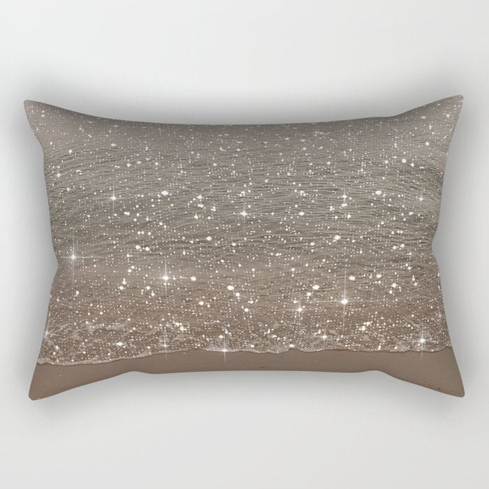 Beach Ocean Glitter Rectangular Pillow Gallery Image 1