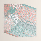 Festive, Floral Prints, Teal and Coral Wrapping Paper Gallery Image 3
