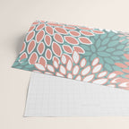 Festive, Floral Prints, Teal and Coral Wrapping Paper Gallery Image 2